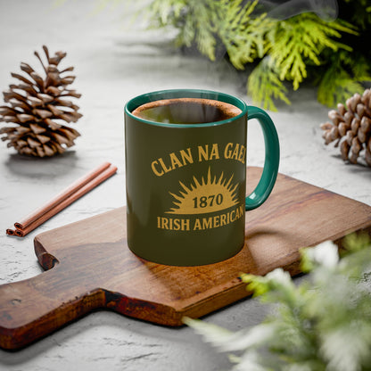 "Clan na Gael - Irish American", Colorful Mugs (11oz, 15oz) (Fianna Green)