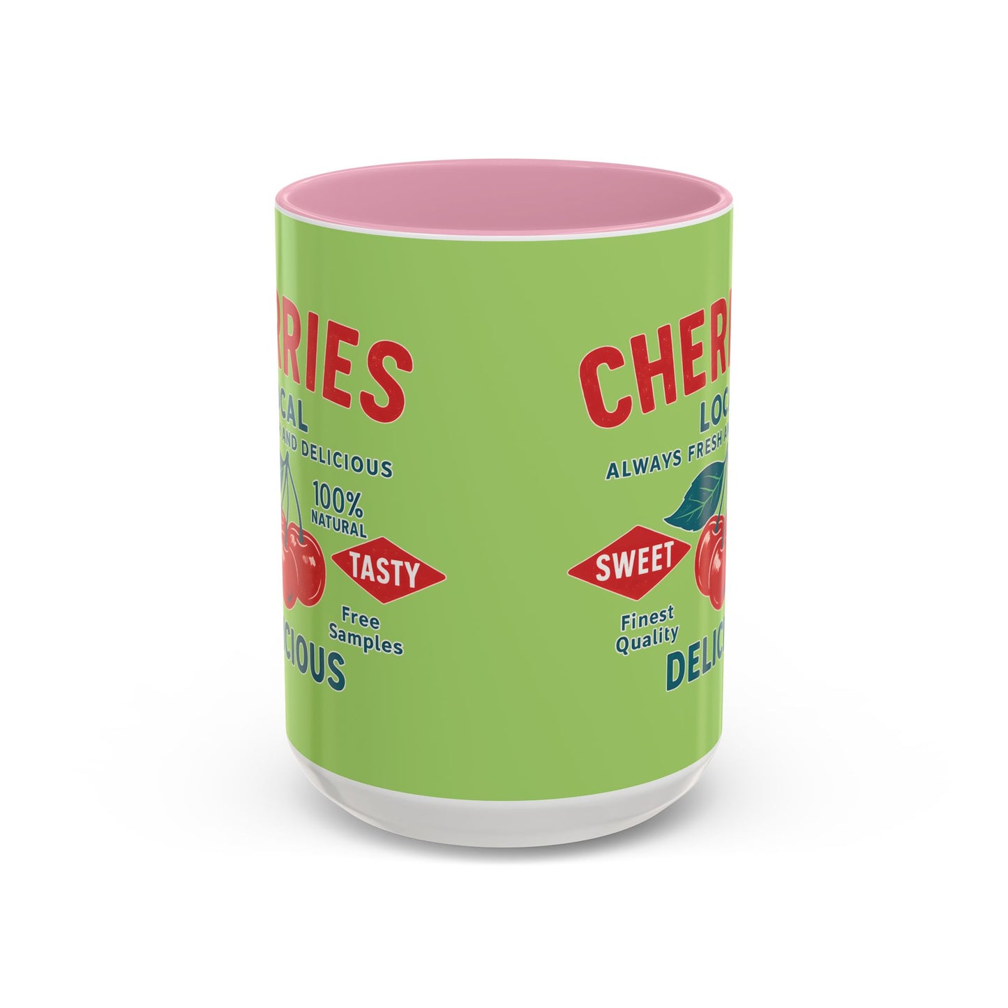 "Delicious Cherries", Colorful Mugs (11oz, 15oz) (Orchard Lime)