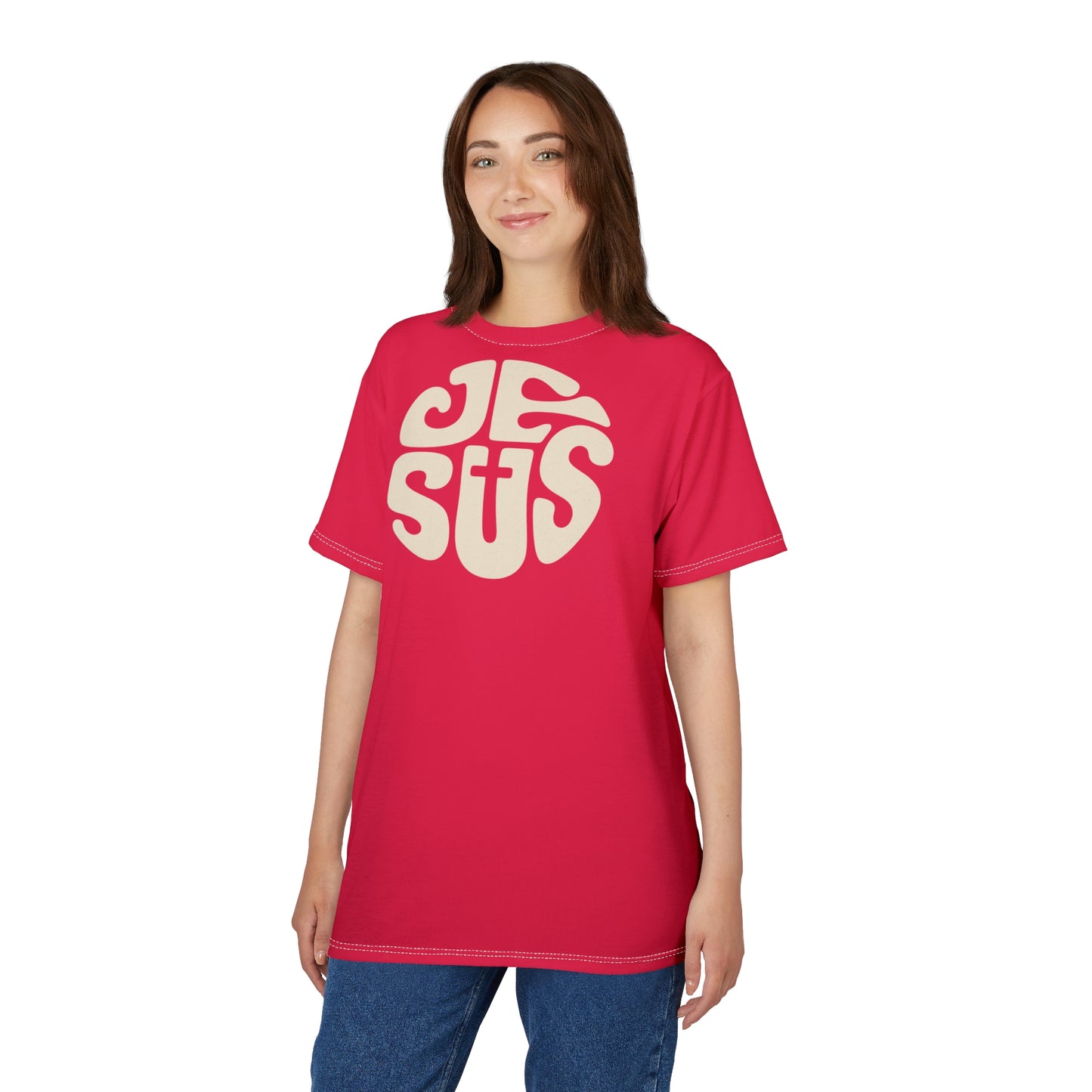 "Retro Jesus", Unisex T-shirt (Sanguine Red)