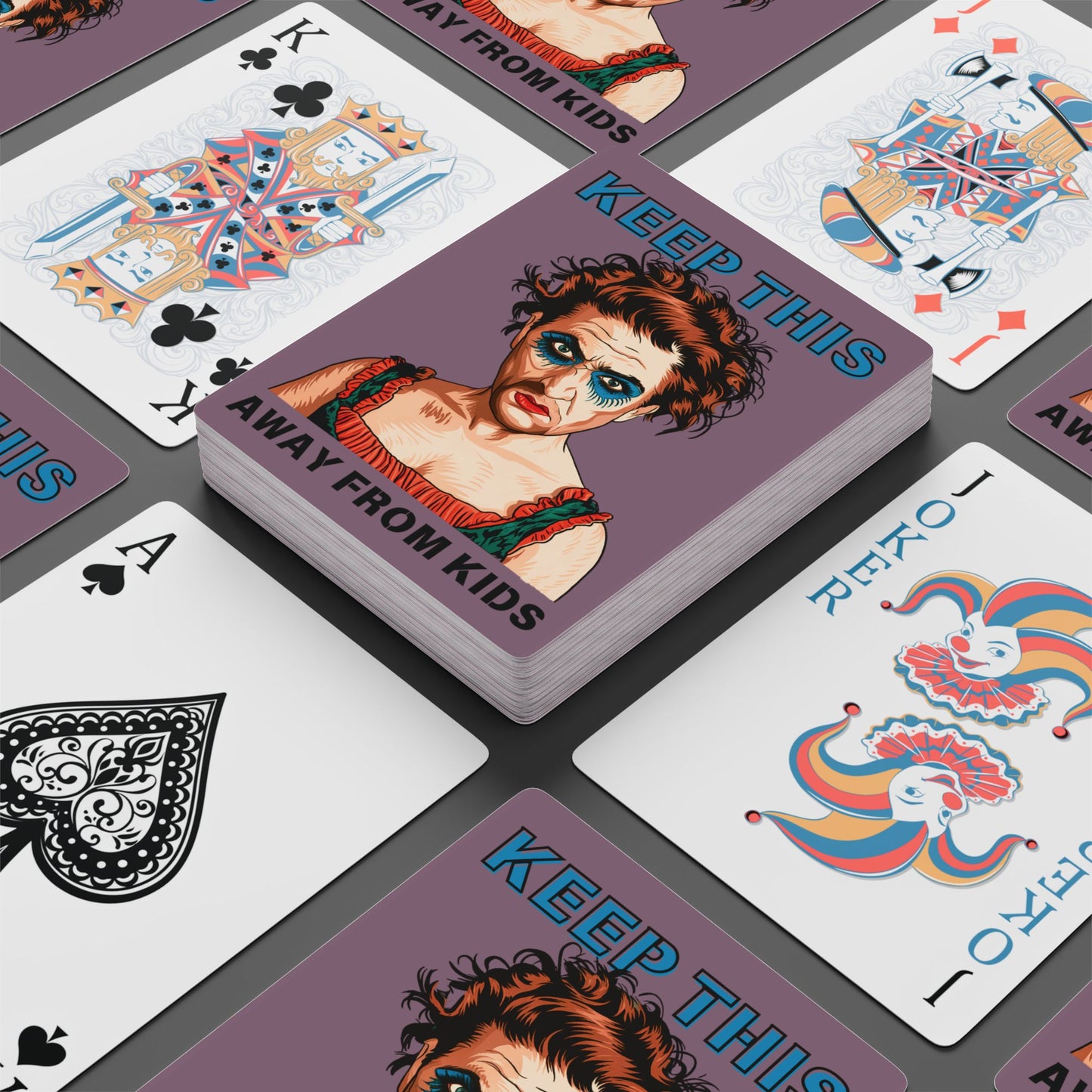 "Keep This Away from Kids", Cultural Playing Cards (Mountbatten Pink)
