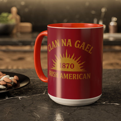 "Clan na Gael - Irish American", Colorful Mugs (11oz, 15oz) (Fénechas Red)