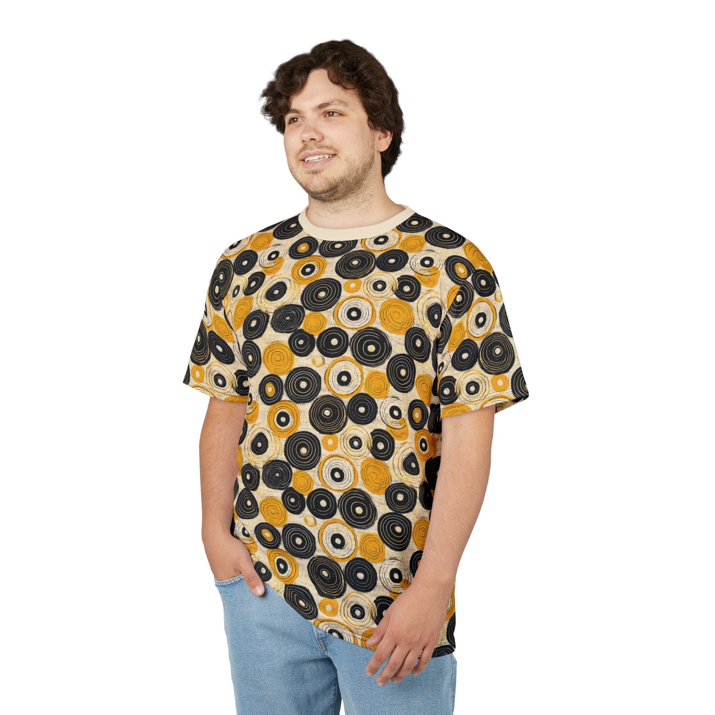 "Old 45's", Wearable Pattern Art Unisex Tee (Dough White Collar)