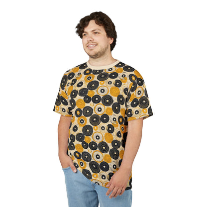 "Old 45's", Wearable Pattern Art Unisex Tee (Dough White Collar)