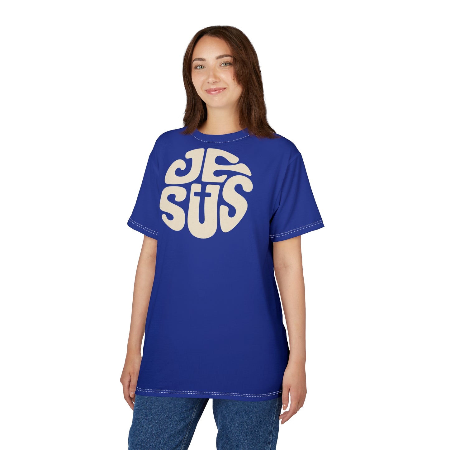 "Retro Jesus", Unisex T-shirt (Klein Blue)