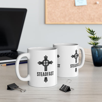 "Steadfast Cross", White Mug, (11oz & 15oz)