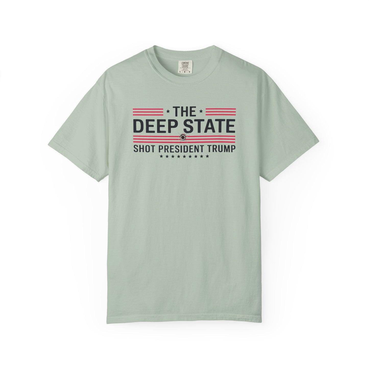 "The Deep State Shot President Trump" #02, Unisex White T-shirt