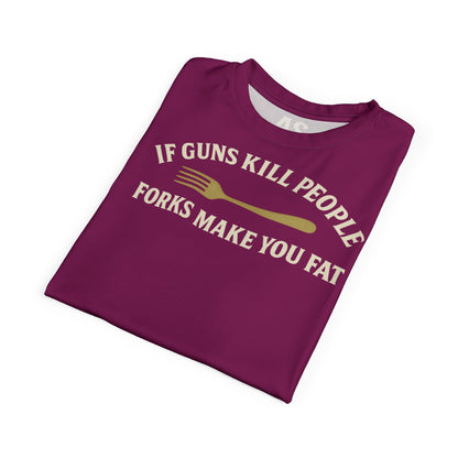 ''Forks Make You Fat", Unisex T-shirt (Celestial Dragon Pink)
