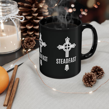"Steadfast Cross", Black Mug (11oz & 15oz)