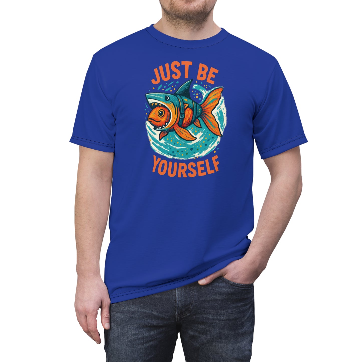 "Just Be Yourself", Unisex T-shirt (Patriot Blue)