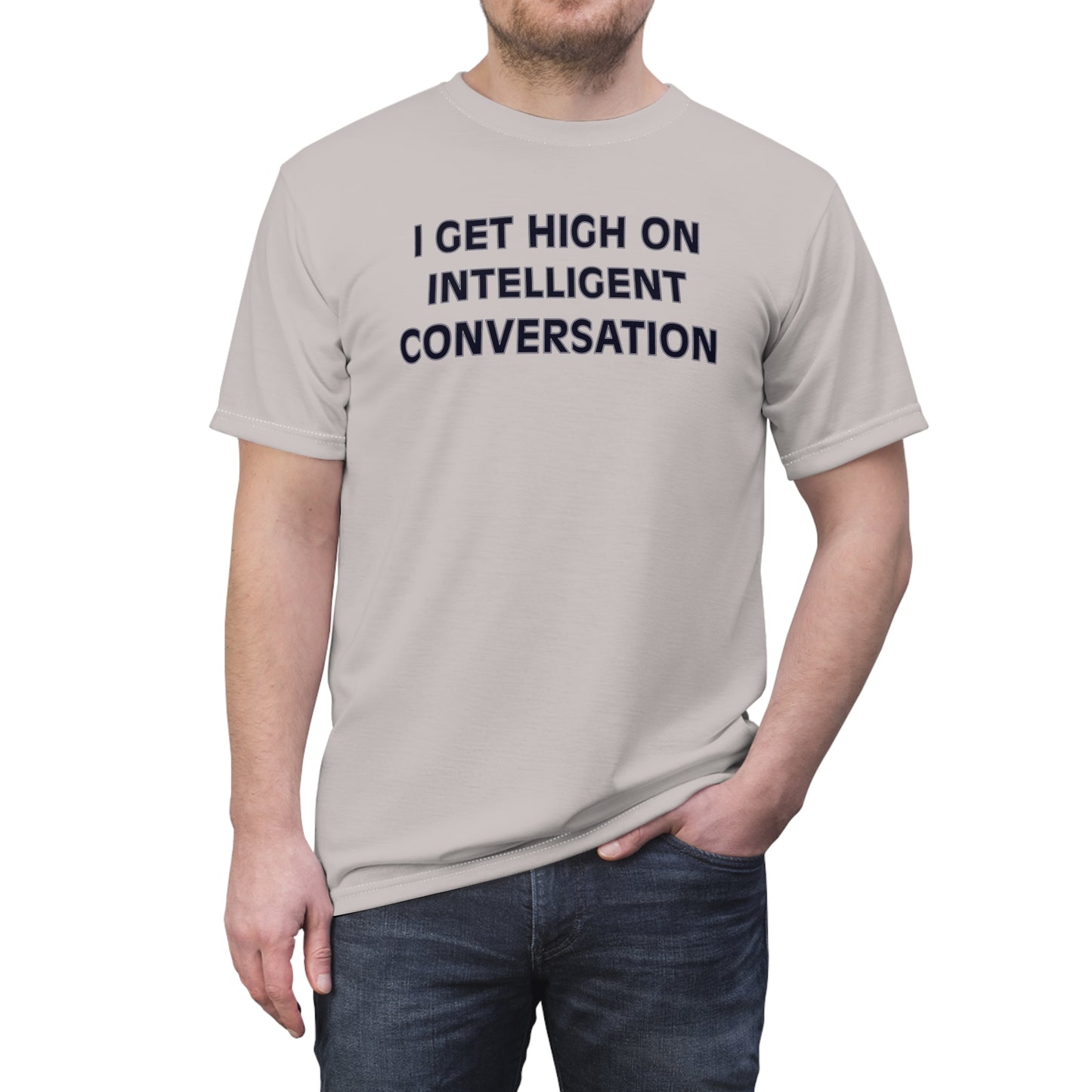 "Intelligent Conversation", Unisex T-shirt (Warm Ash)
