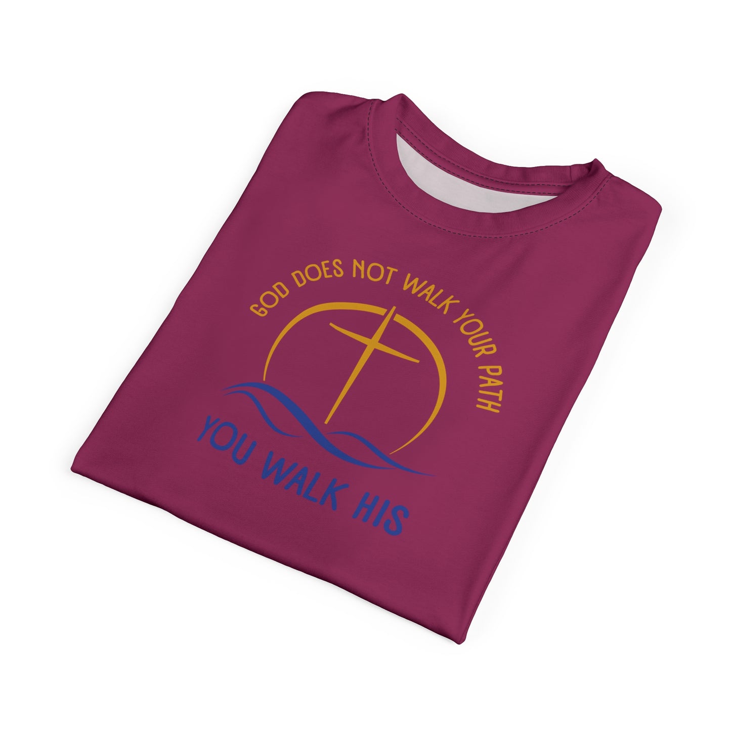 "God Does Not Walk Your Path", Unisex T-shirt (Dark Pink)