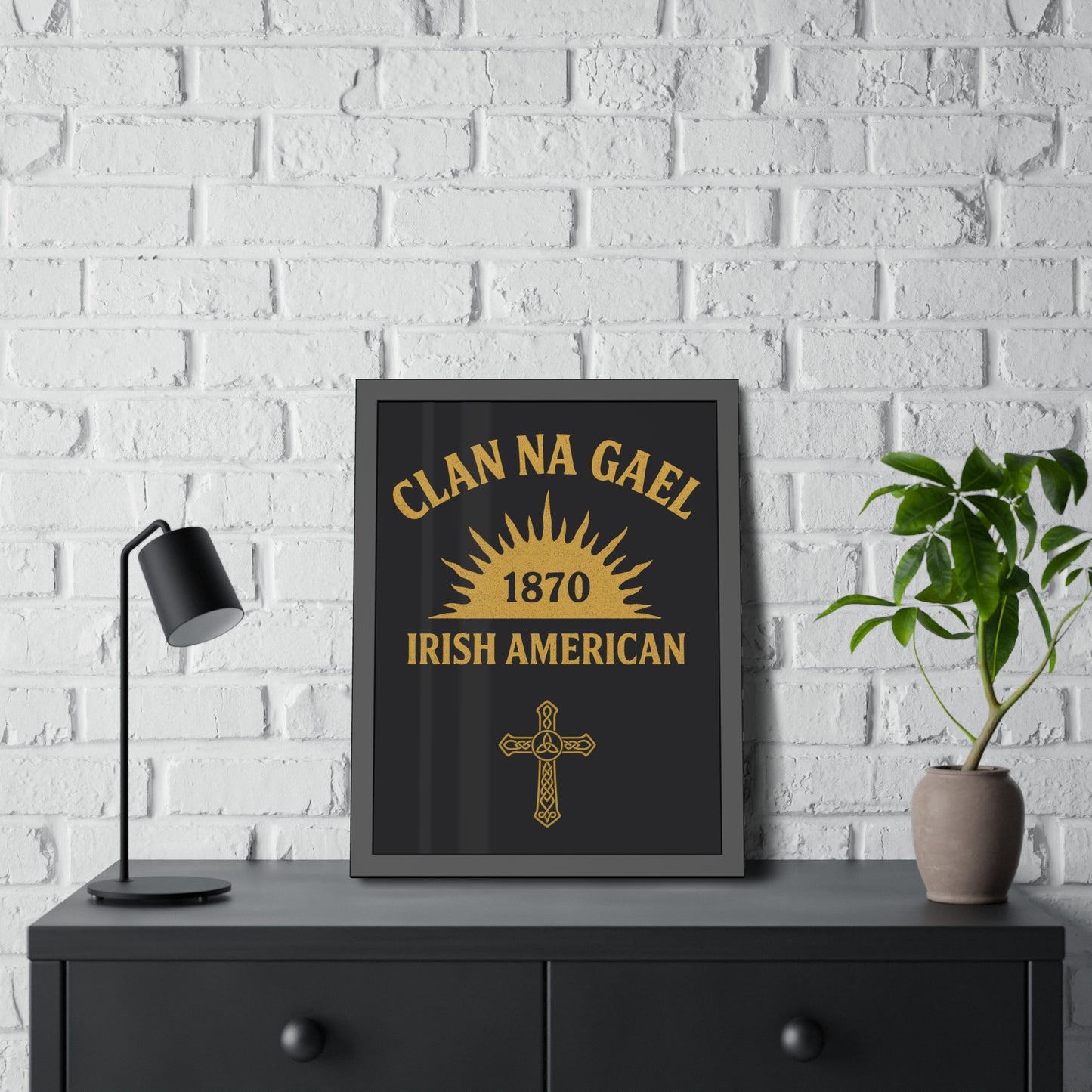 "Clan na Gael - Irish American", Framed Paper Poster (Raven Black)