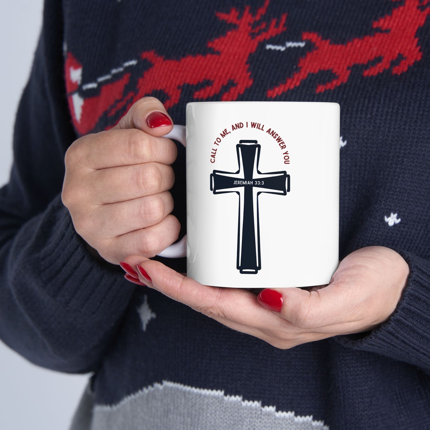 "Call to Me - Jeremiah 33:3" #01, White Mug (11oz & 15oz)