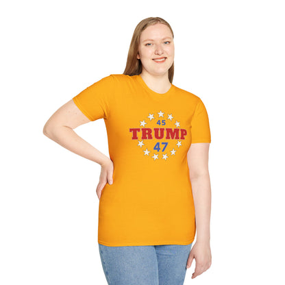 "Trump 45-47 Circle of Stars", Unisex Softstyle T-Shirt