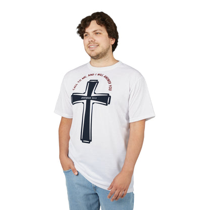 "Call to Me - Jeremiah 33:3" #01, Unisex Tee (Linen White)