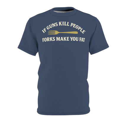 ''Forks Make You Fat", Unisex T-shirt (Union Army Blue)