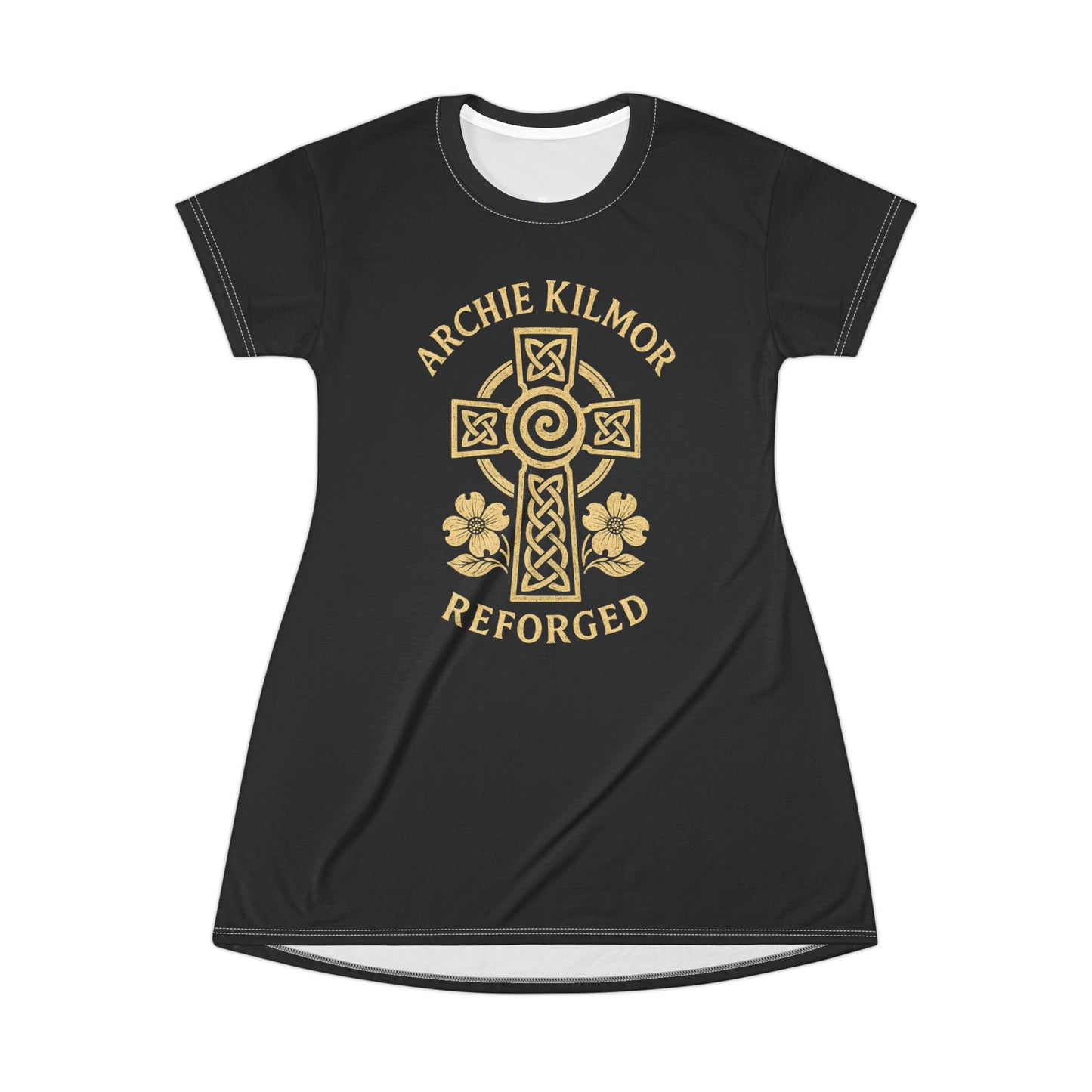 "Archie Kilmor Cross - Reforged" #01, Wearable Art T-Shirt Dress (Moonless Black)