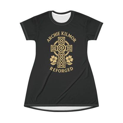 "Archie Kilmor Cross - Reforged" #01, Wearable Art T-Shirt Dress (Moonless Black)