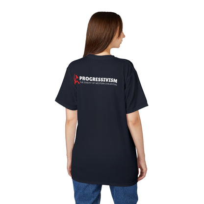 "Progressivism - Enemy of Western Civilization", Unisex Tee (Blackstone Blue)