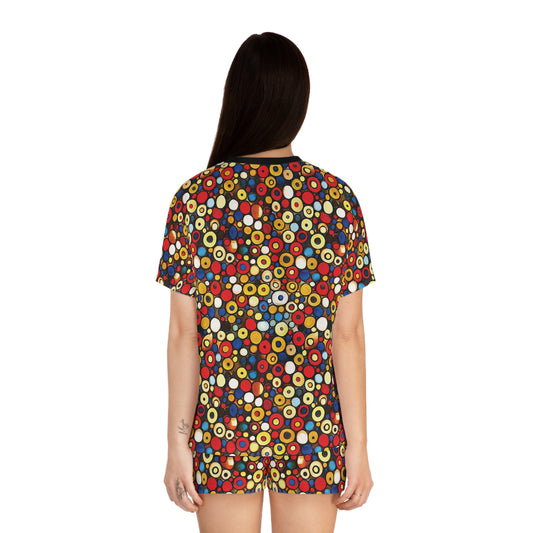 "Bits and Bobs", Fine Art Women's Short Pajama Set (Black Collar)