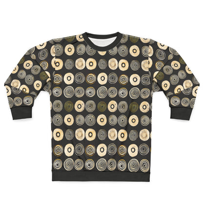 "Punk Polka", Wearable Pattern Art Unisex Sweatshirt (Plain Black Cuffs)