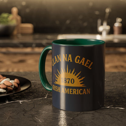 "Clan na Gael - Irish American", Colorful Mugs (11oz, 15oz) (Blue Burka Grey)
