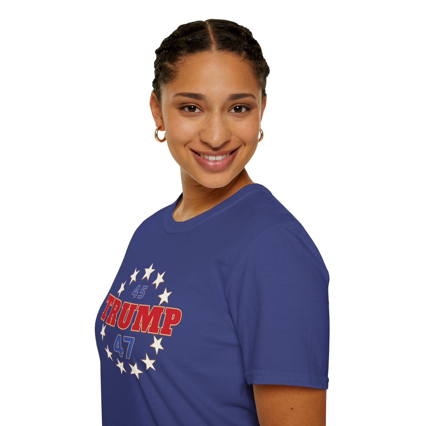 "Trump 45-47 Circle of Stars", Unisex Softstyle T-Shirt