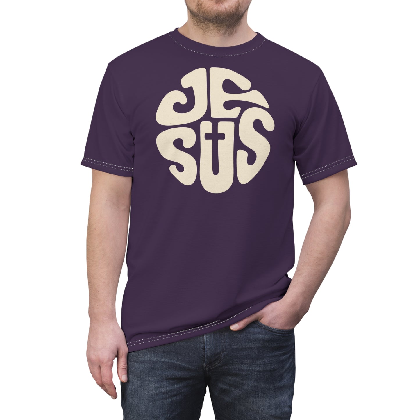"Retro Jesus", Unisex T-shirt (Acai Berry)
