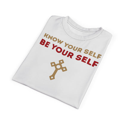 "Know Your Self", Unisex T-shirt (Foamy Milk White)