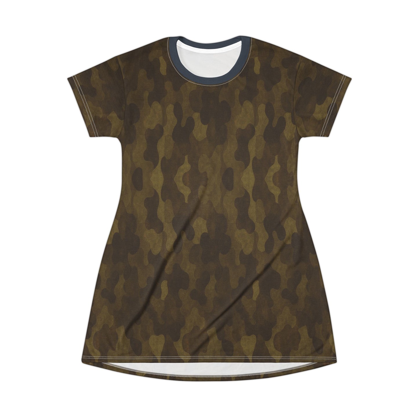 "Swamp Recon Camouflage", T-Shirt Dress (Drowned Indigo Collar)
