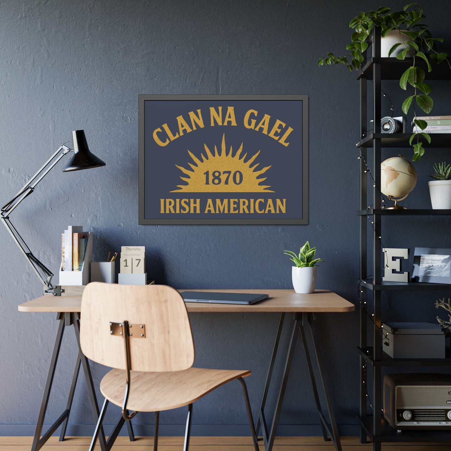 "Clan na Gael - Irish American", Framed Paper Poster (Blue Burka Grey)