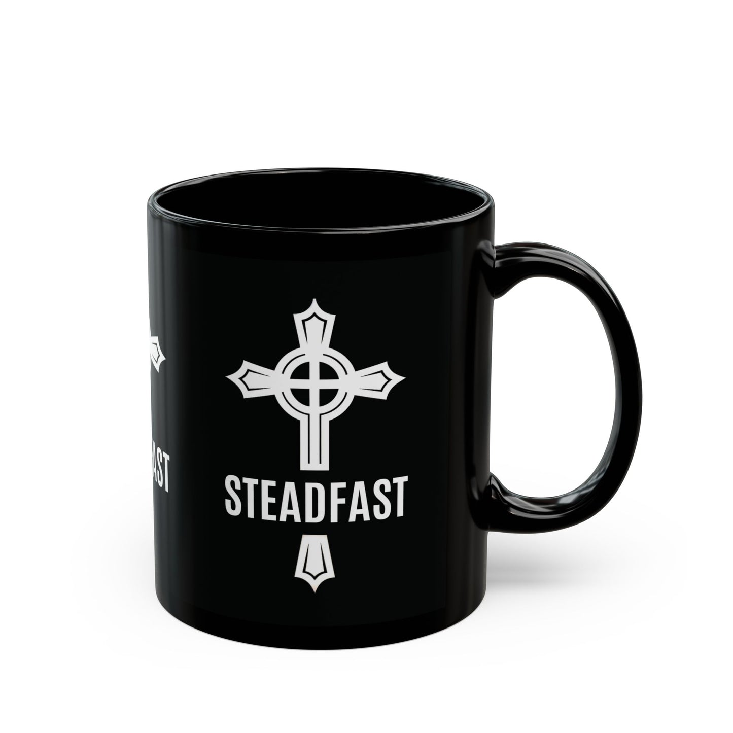 "Steadfast Cross", Black Mug (11oz & 15oz)
