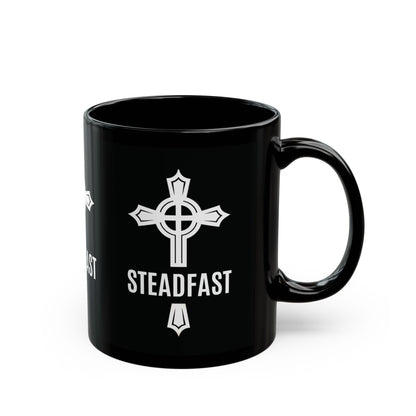 "Steadfast Cross", Black Mug (11oz & 15oz)