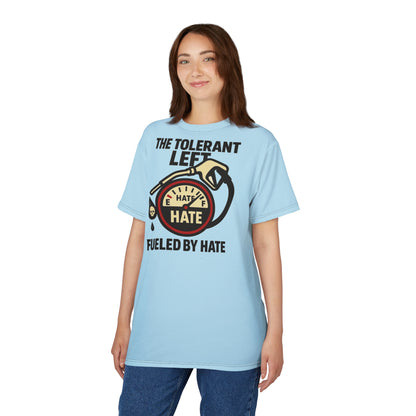 "The Tolerant Left", Unisex T-shirt (Pale Sky)