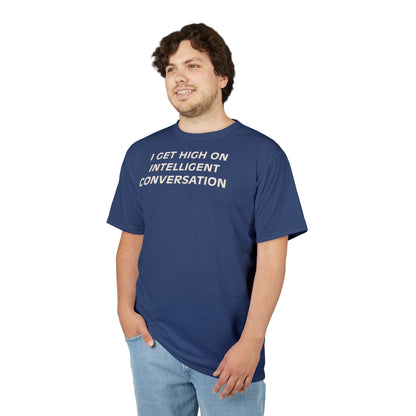 "Intelligent Conversation", Unisex T-shirt (Sailboat Blue)