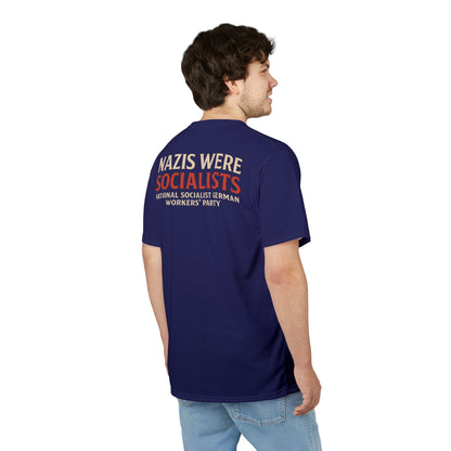 "Nazis were Socialists", Unisex T-shirt (Obsidian Blue)
