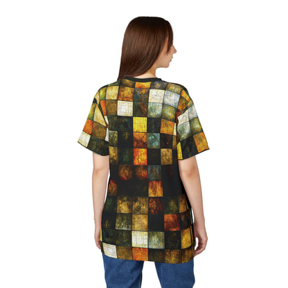 "Wood Block Pattern" #01, Fine Art Unisex T-Shirt (Mossblack Collar)