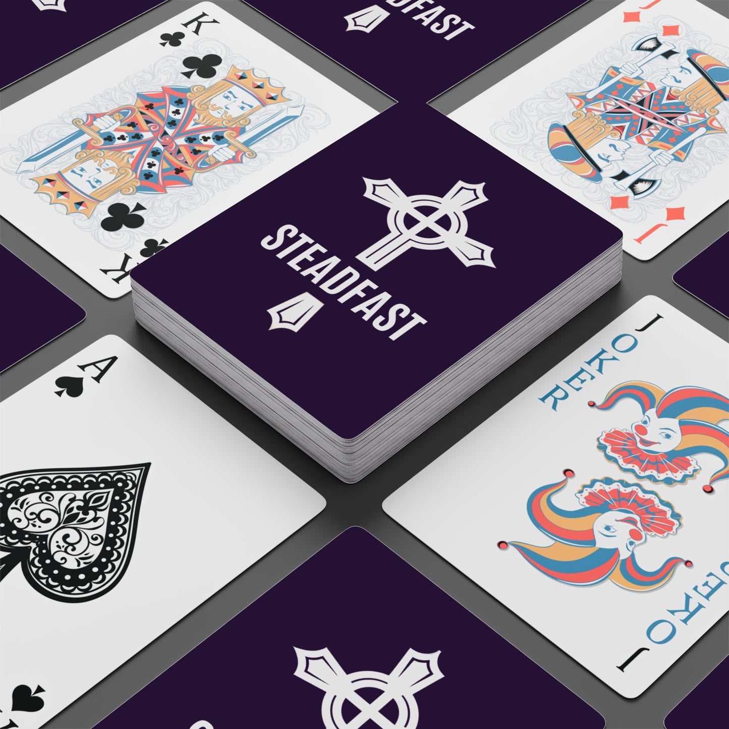 "Steadfast Cross", Christian Playing Cards (Academic Purple)