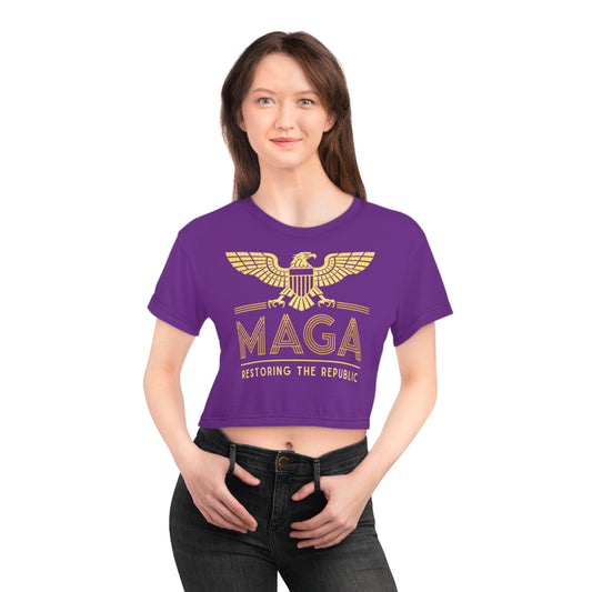"MAGA - Restoring the Republic", Crop Tee (Vesper Violet)
