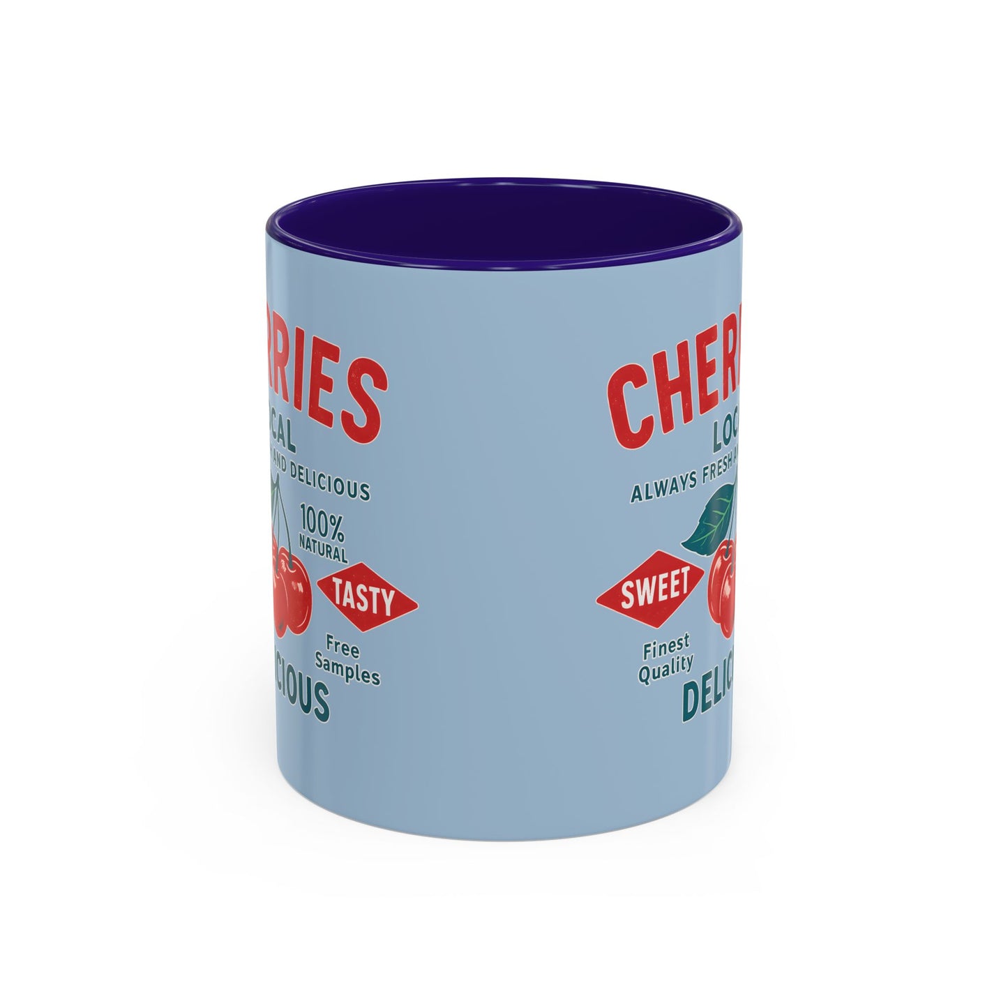 "Delicious Cherries", Colorful Mugs (11oz, 15oz) (Retro Sky)