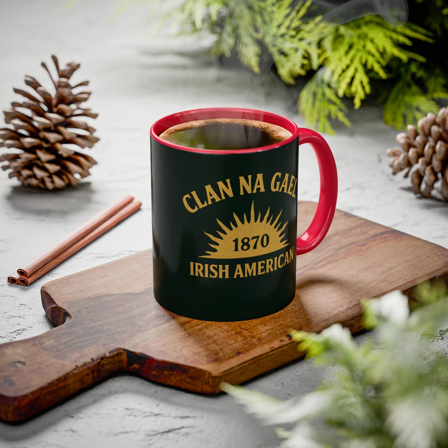 "Clan na Gael - Irish American", Colorful Mugs (11oz, 15oz) (Túath Green)