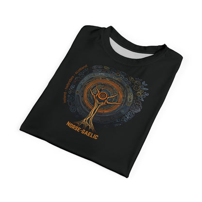 "Norse-Gaelic Tree", Wearable Fine Art Unisex T-shirt (Peatshadow Black)