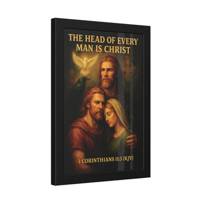"1 Corinthians 11:3 (KJV)", Framed Paper Poster (Shadow Black)