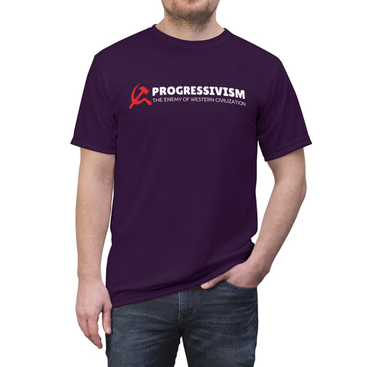 "Progressivism - Enemy of Western Civilization", Unisex Tee (Purple Nights)