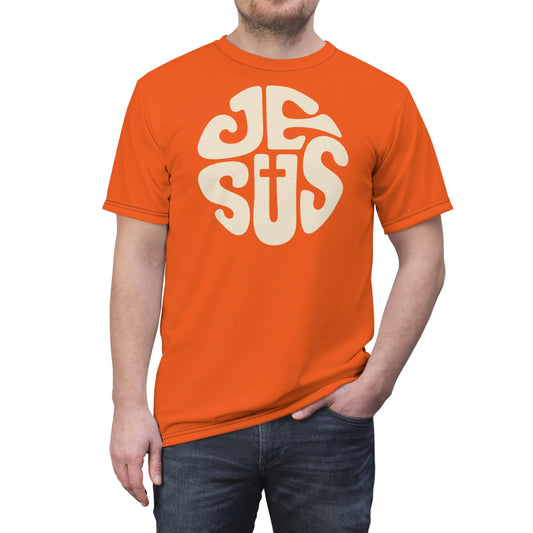 "Retro Jesus", Unisex T-shirt (Vivid Orange)