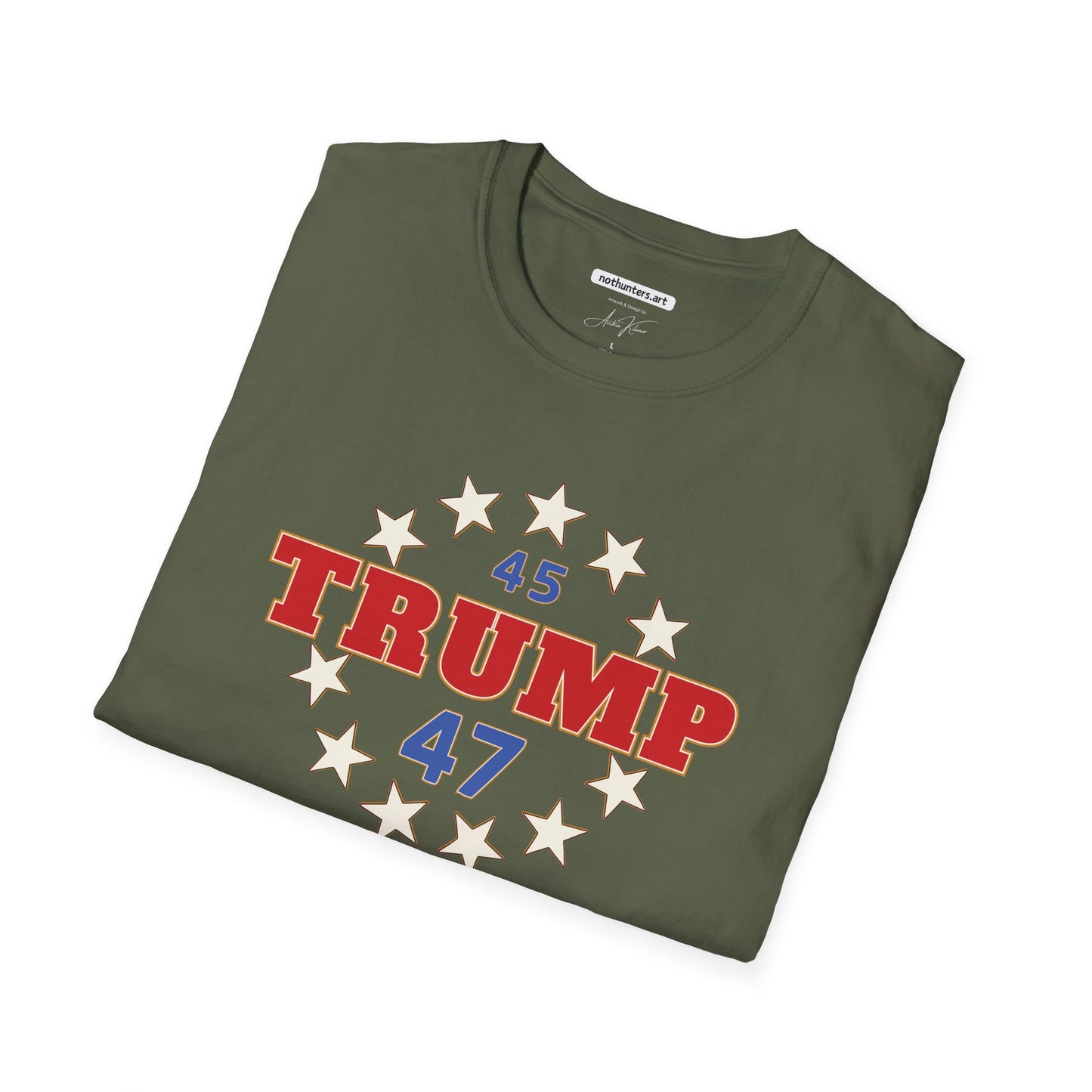 "Trump 45-47 Circle of Stars", Unisex Softstyle T-Shirt