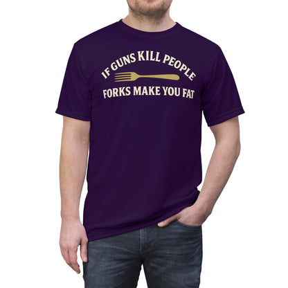 ''Forks Make You Fat", Unisex T-shirt (Academic Purple)