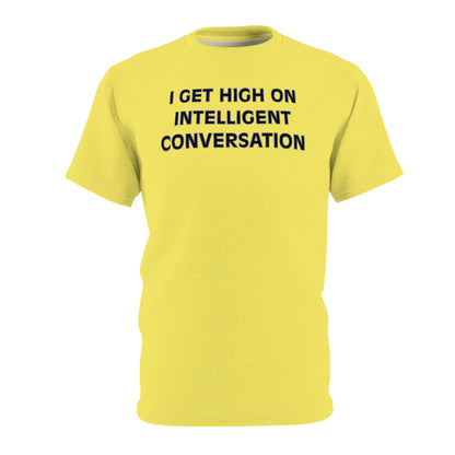 "Intelligent Conversation", Unisex T-shirt (Corn Yellow)