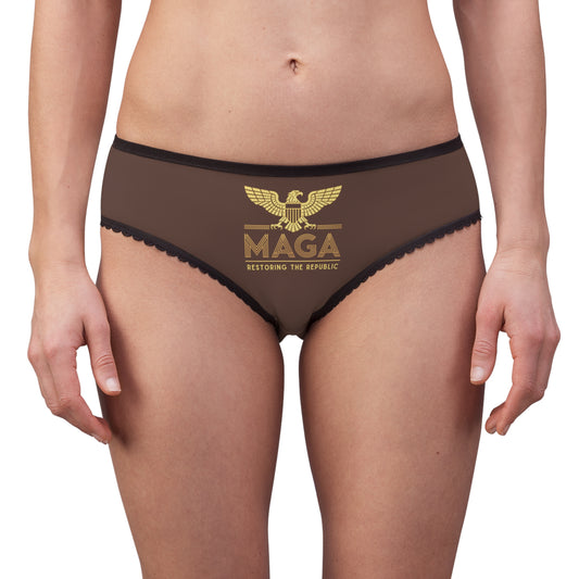 "MAGA - Restoring the Republic", Women's Briefs (Dark Rust)