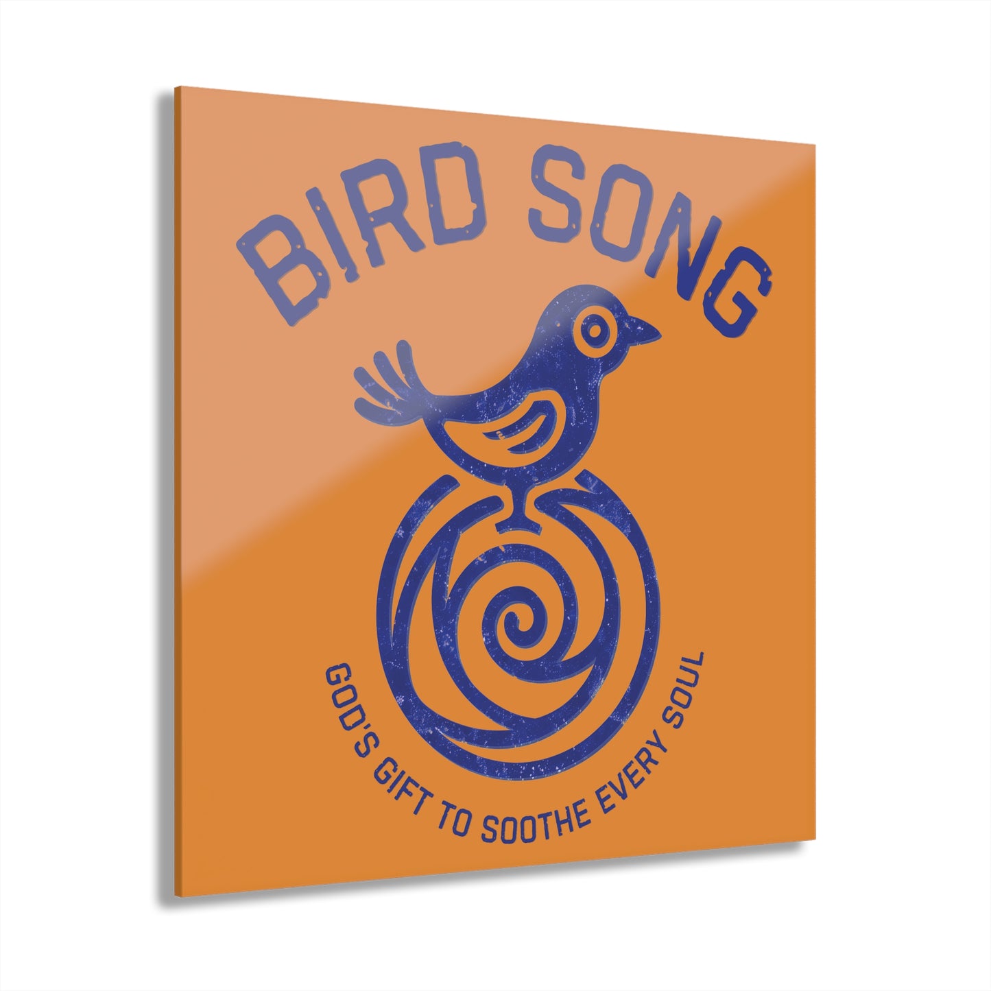 "Bird Song", Christian Acrylic Wall Prints (French Cleat Hanging) (Cadmium Orange)